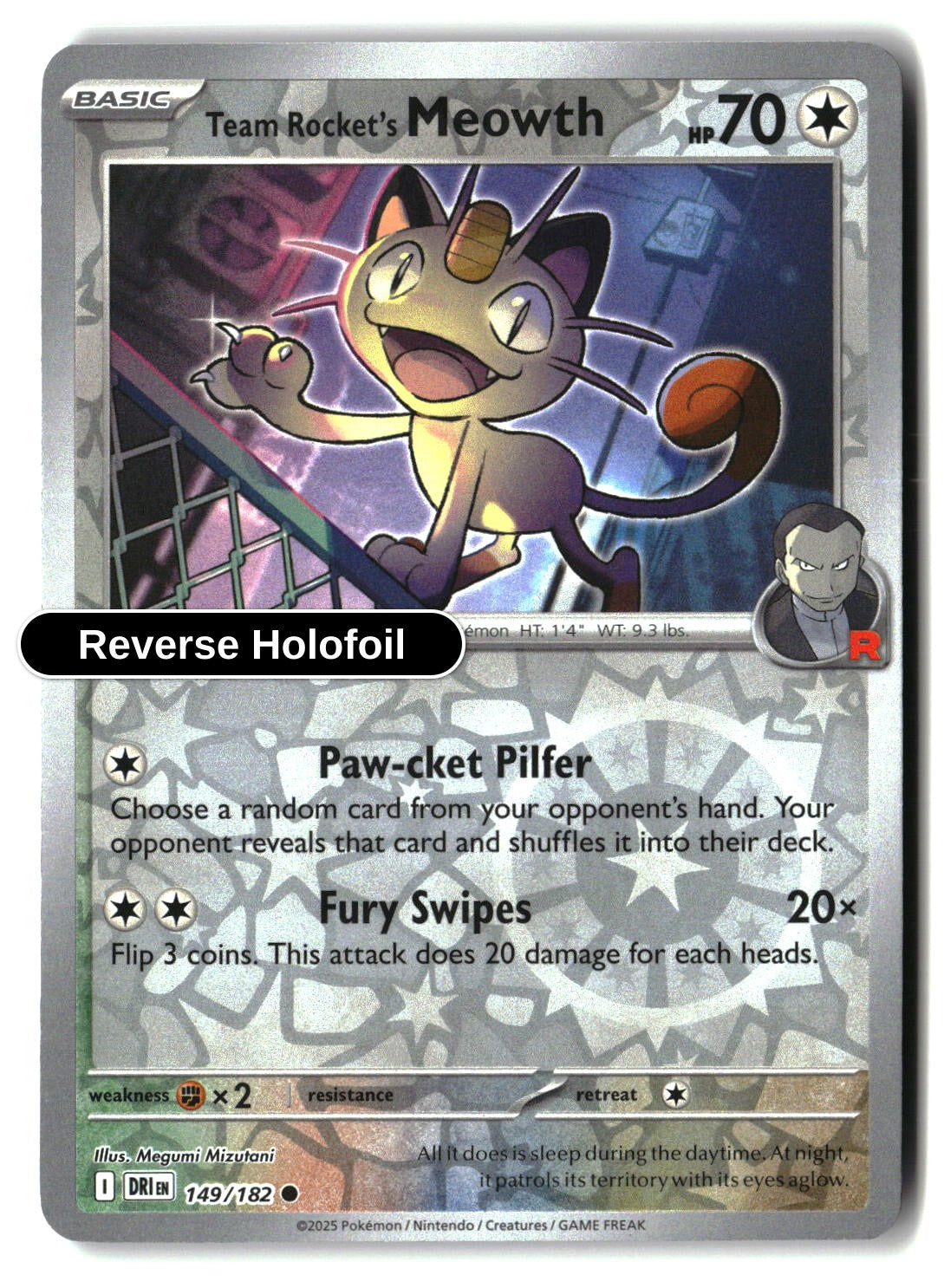 Team Rocket's Meowth - 149/182 - [DRI - SV10: Destined Rivals] - Reverse Holofoil