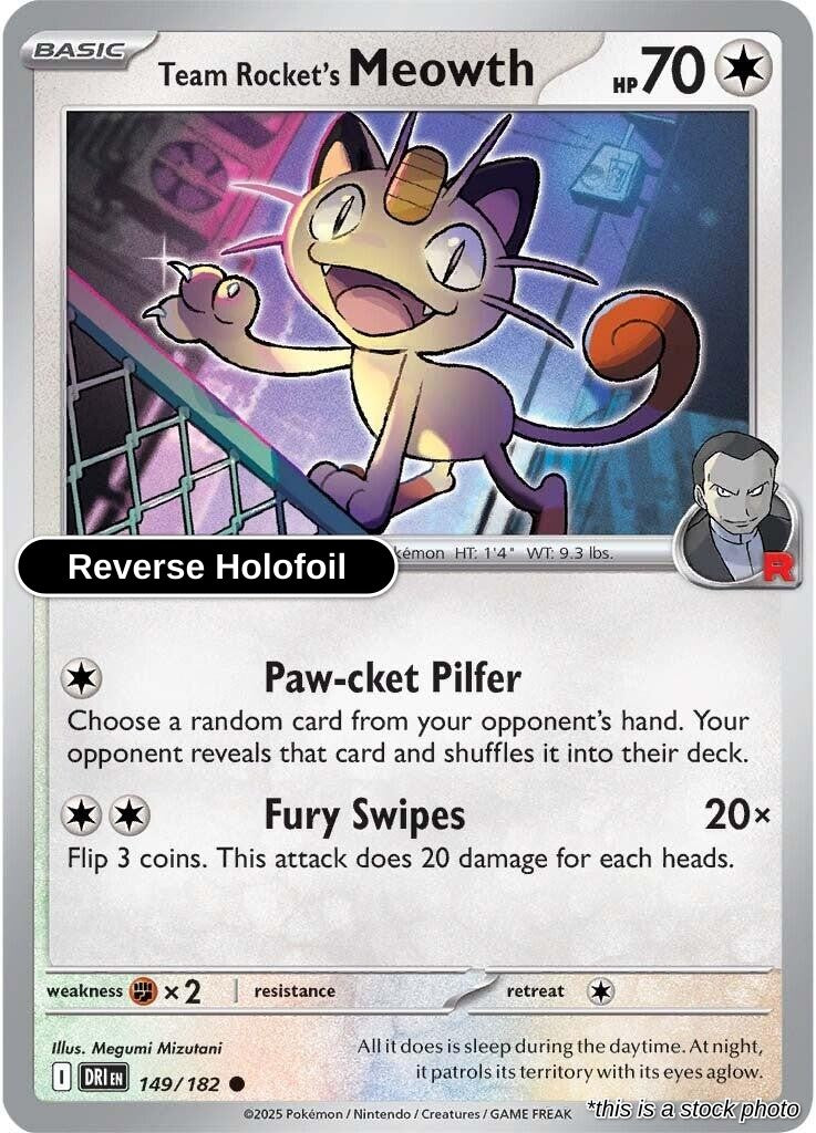 Team Rocket's Meowth - 149/182 - [DRI - SV10: Destined Rivals] - Reverse Holofoil