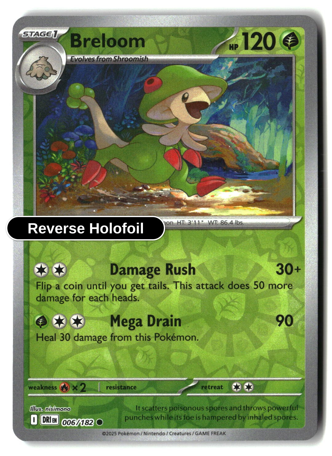 Breloom - 006/182 - [DRI - SV10: Destined Rivals] - Reverse Holofoil