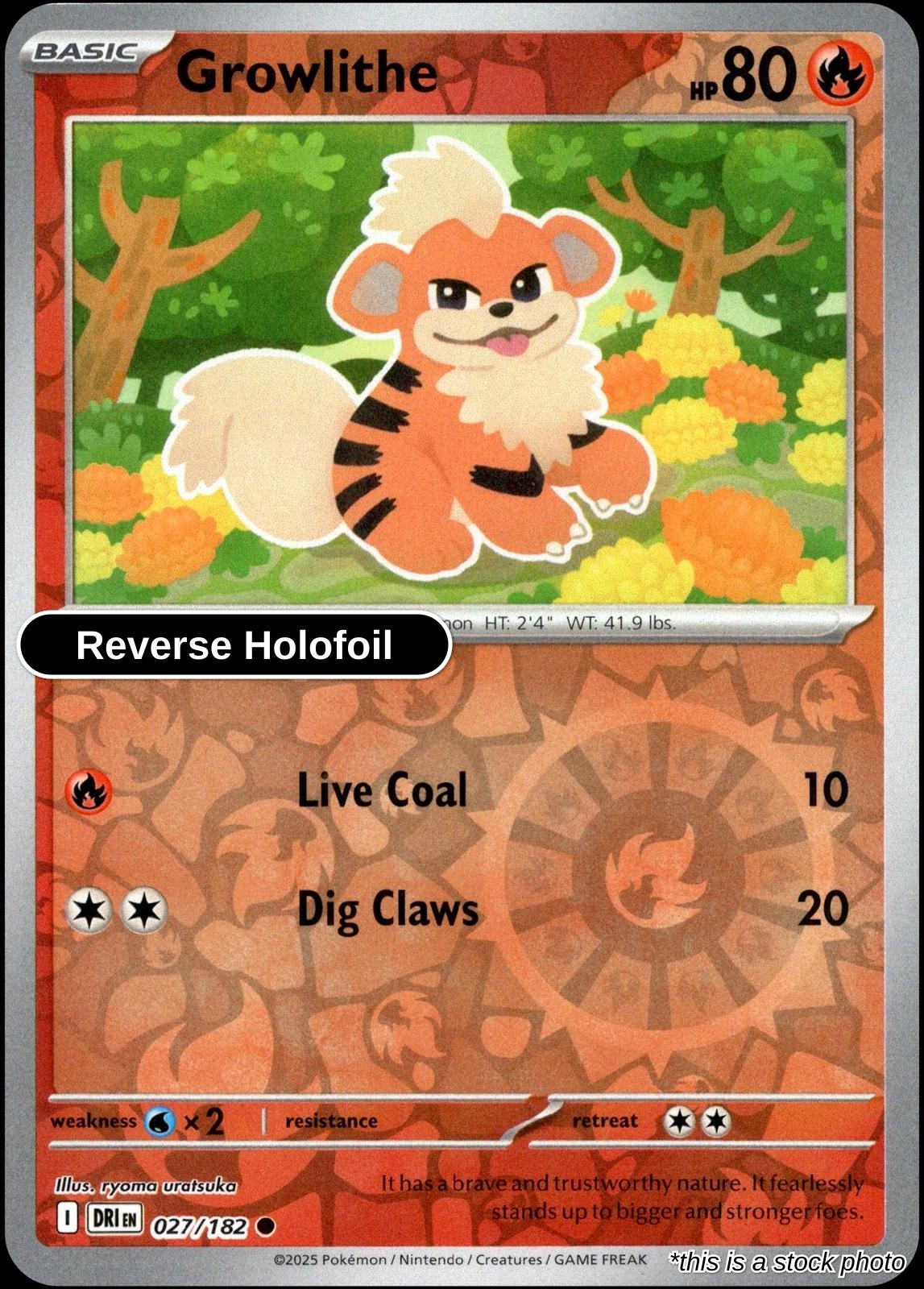 Growlithe - 027/182 - [DRI - SV10: Destined Rivals] - Reverse Holofoil