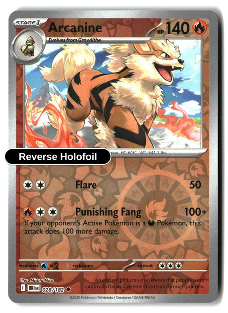 Arcanine - 028/182 - [DRI - SV10: Destined Rivals] - Reverse Holofoil