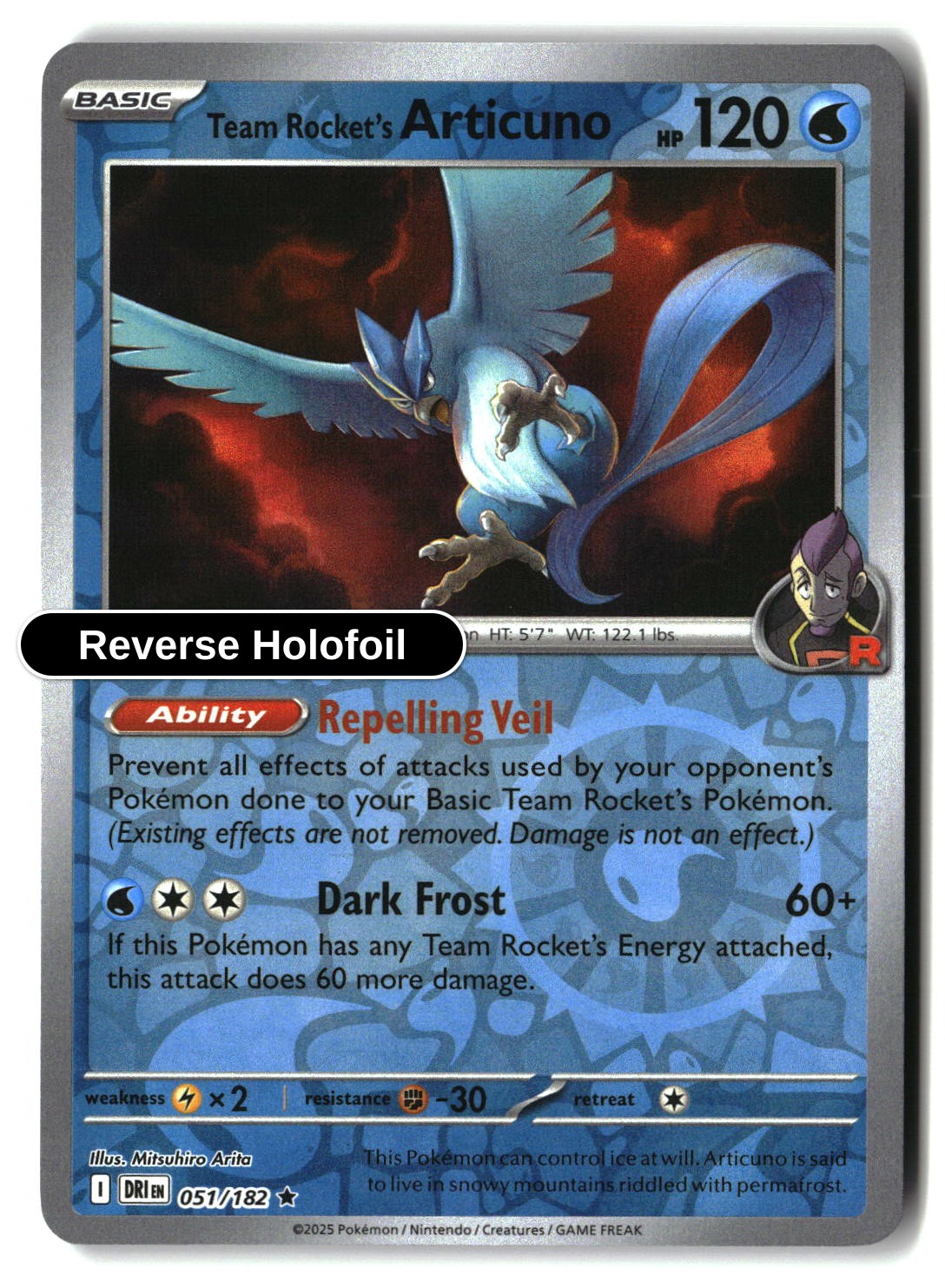 Team Rocket's Articuno - 051/182 - [DRI - SV10: Destined Rivals] - Reverse Holofoil
