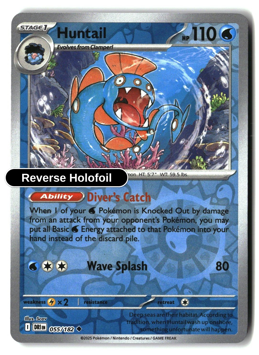 Huntail - 055/182 - [DRI - SV10: Destined Rivals] - Reverse Holofoil
