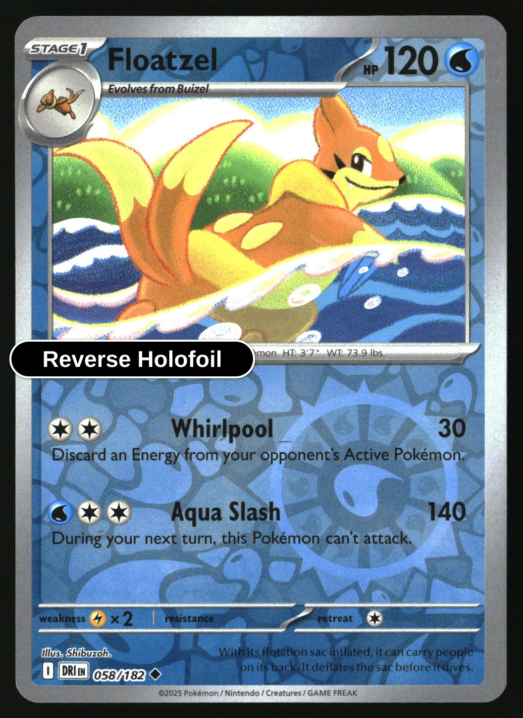 Floatzel - 058/182 - [DRI - SV10: Destined Rivals] - Reverse Holofoil