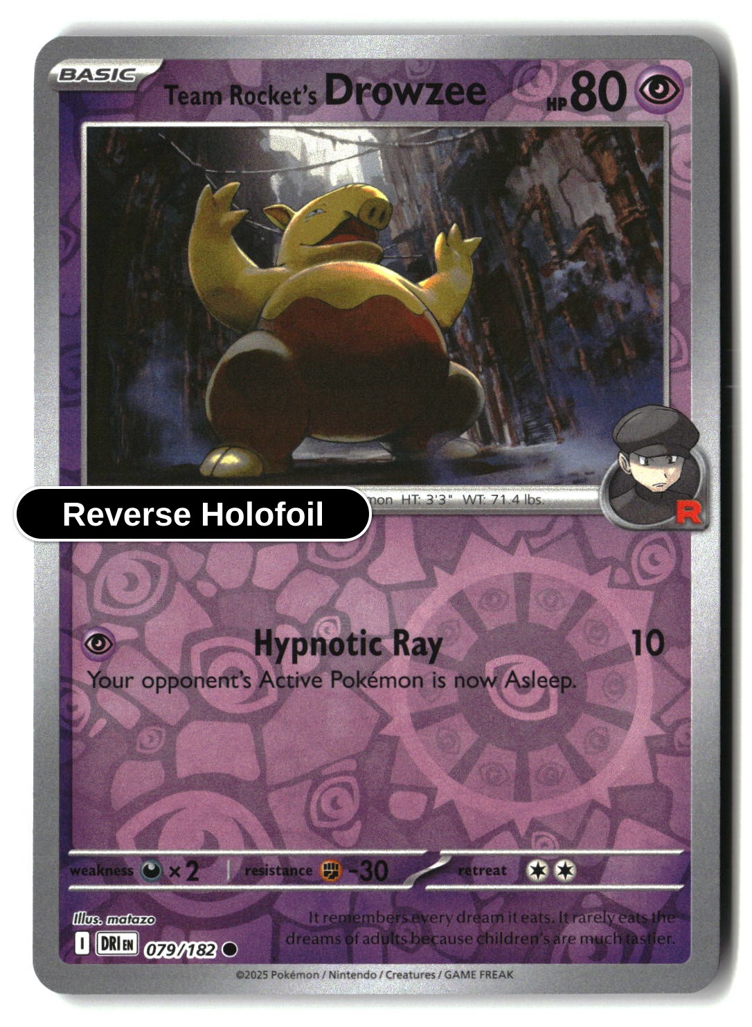 Team Rocket's Drowzee - 079/182 - [DRI - SV10: Destined Rivals] - Reverse Holofoil