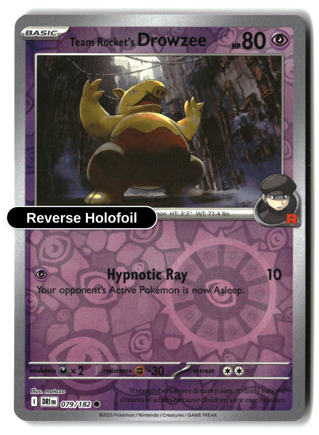 Team Rocket's Drowzee - 079/182 - [DRI - SV10: Destined Rivals] - Reverse Holofoil