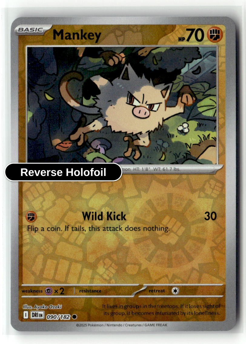 Mankey - 090/182 - [DRI - SV10: Destined Rivals] - Reverse Holofoil