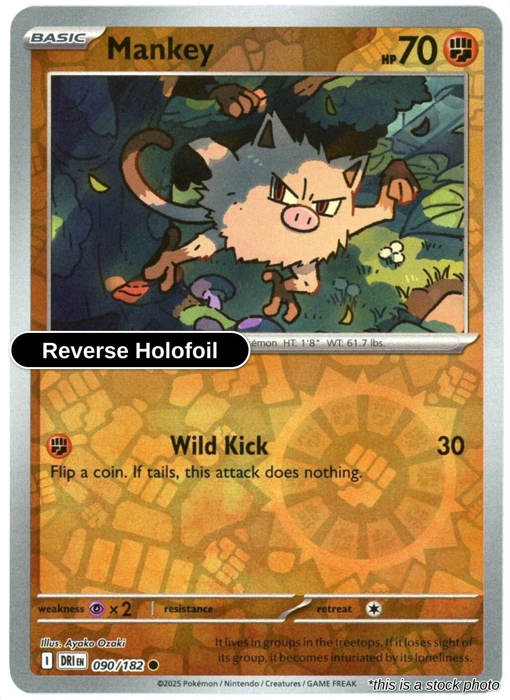 Mankey - 090/182 - [DRI - SV10: Destined Rivals] - Reverse Holofoil