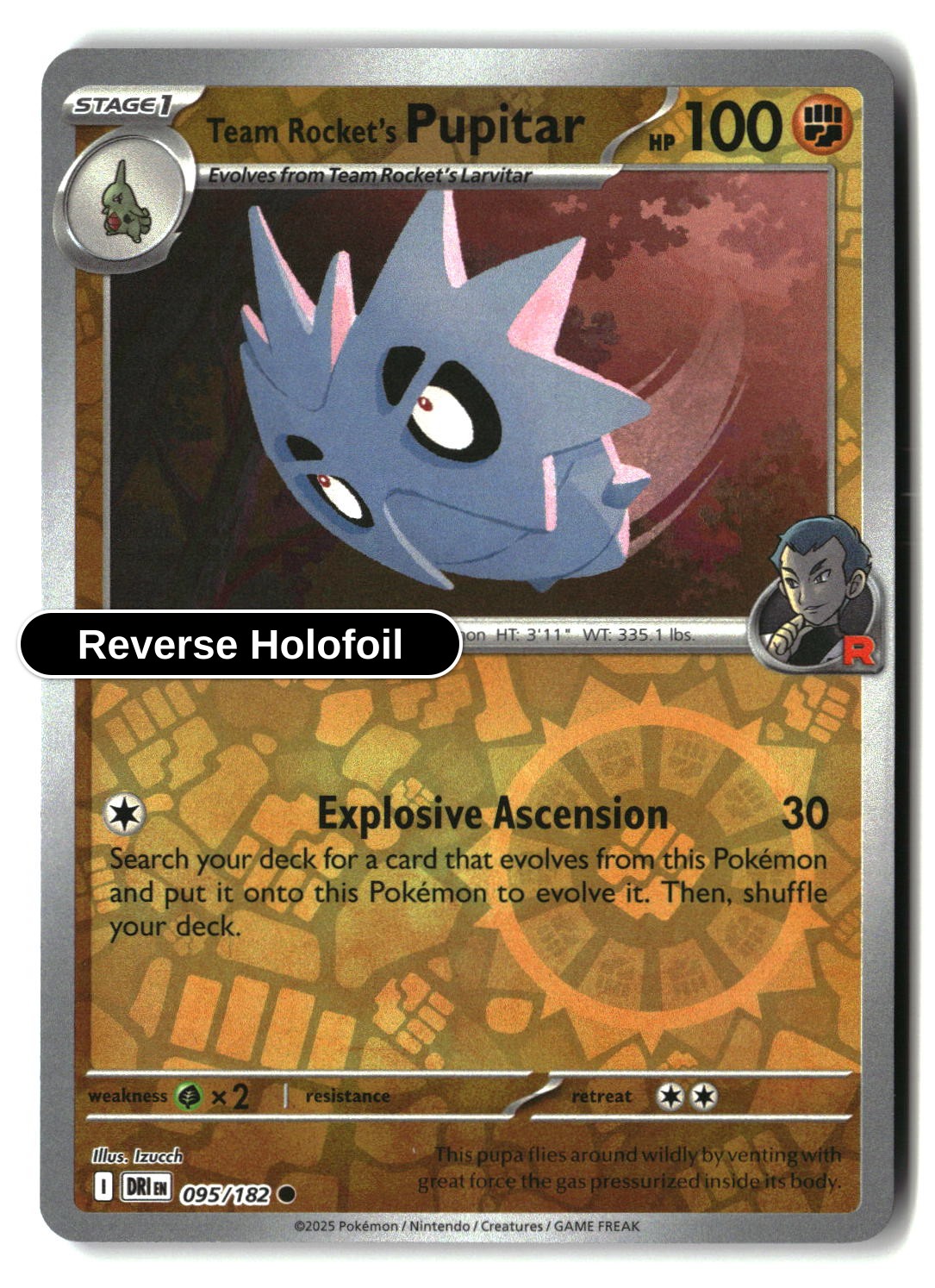 Team Rocket's Pupitar - 095/182 - [DRI - SV10: Destined Rivals] - Reverse Holofoil