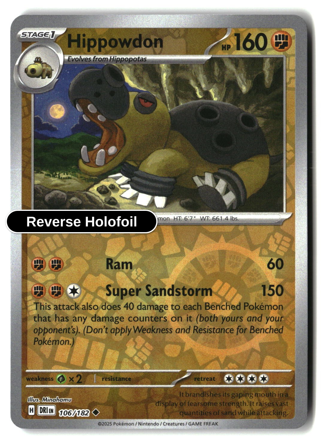 Hippowdon - 106/182 - [DRI - SV10: Destined Rivals] - Reverse Holofoil