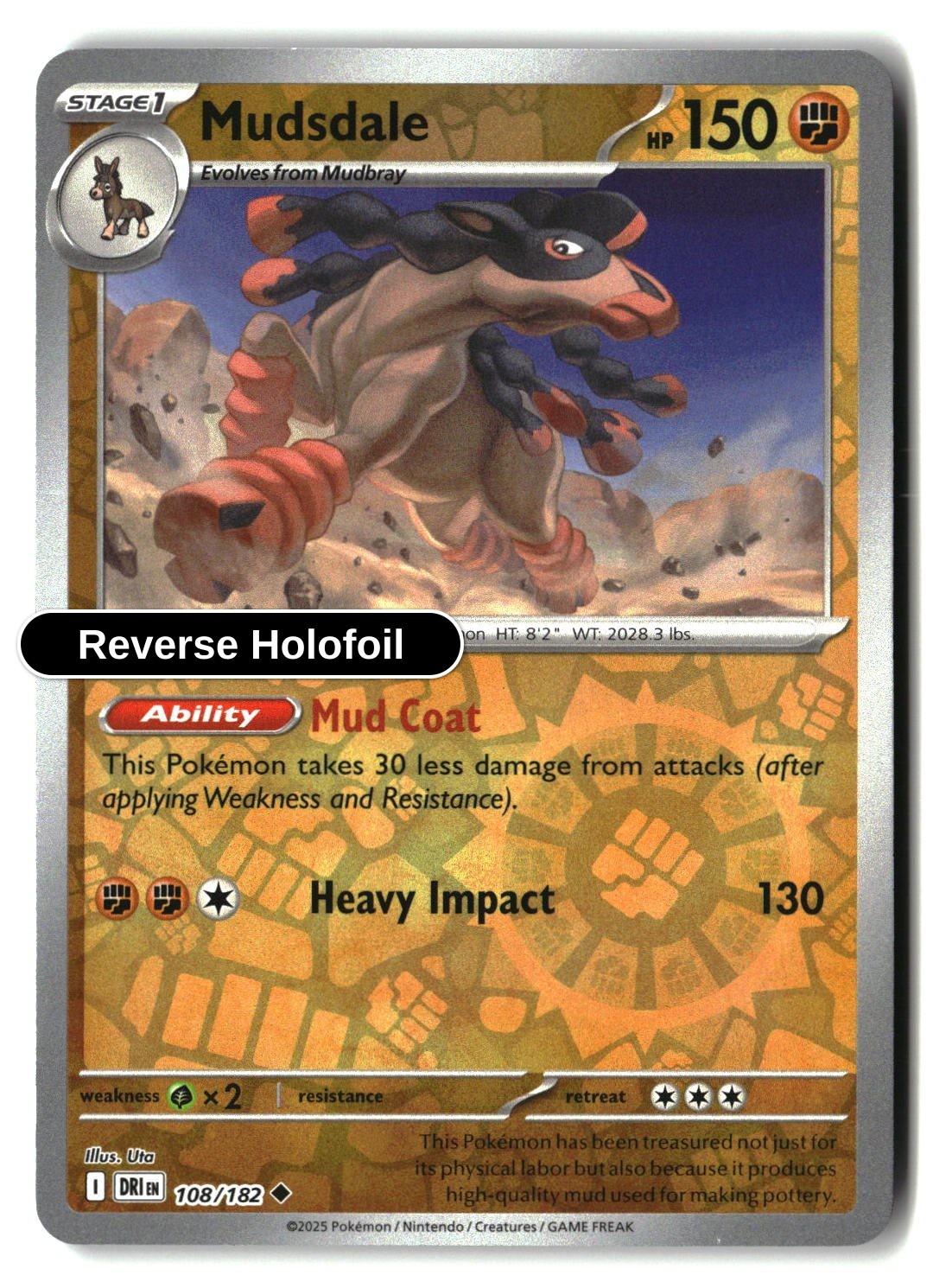 Mudsdale - 108/182 - [DRI - SV10: Destined Rivals] - Reverse Holofoil