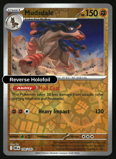 Mudsdale - 108/182 - [DRI - SV10: Destined Rivals] - Reverse Holofoil