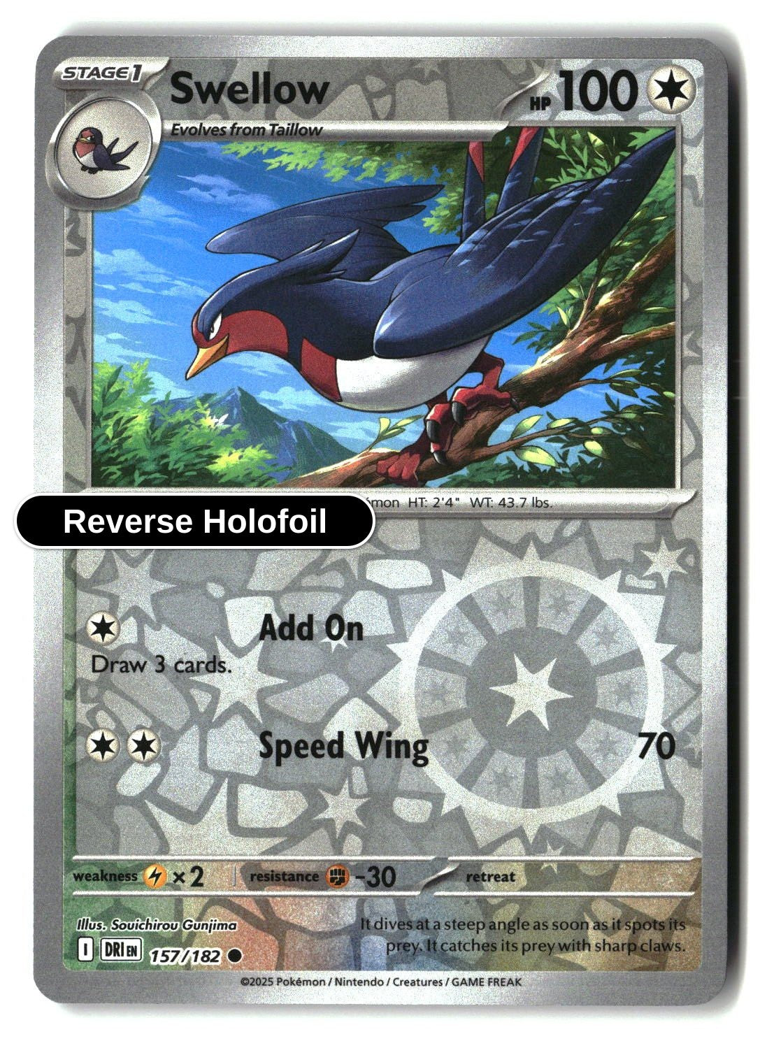 Swellow - 157/182 - [DRI - SV10: Destined Rivals] - Reverse Holofoil