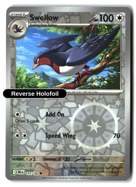 Swellow - 157/182 - [DRI - SV10: Destined Rivals] - Reverse Holofoil