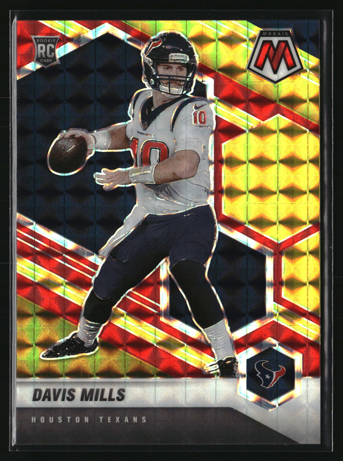 Davis Mills 2021 Panini Mosaic Choice Prizm Fusion Red and Yellow #322 #/80
