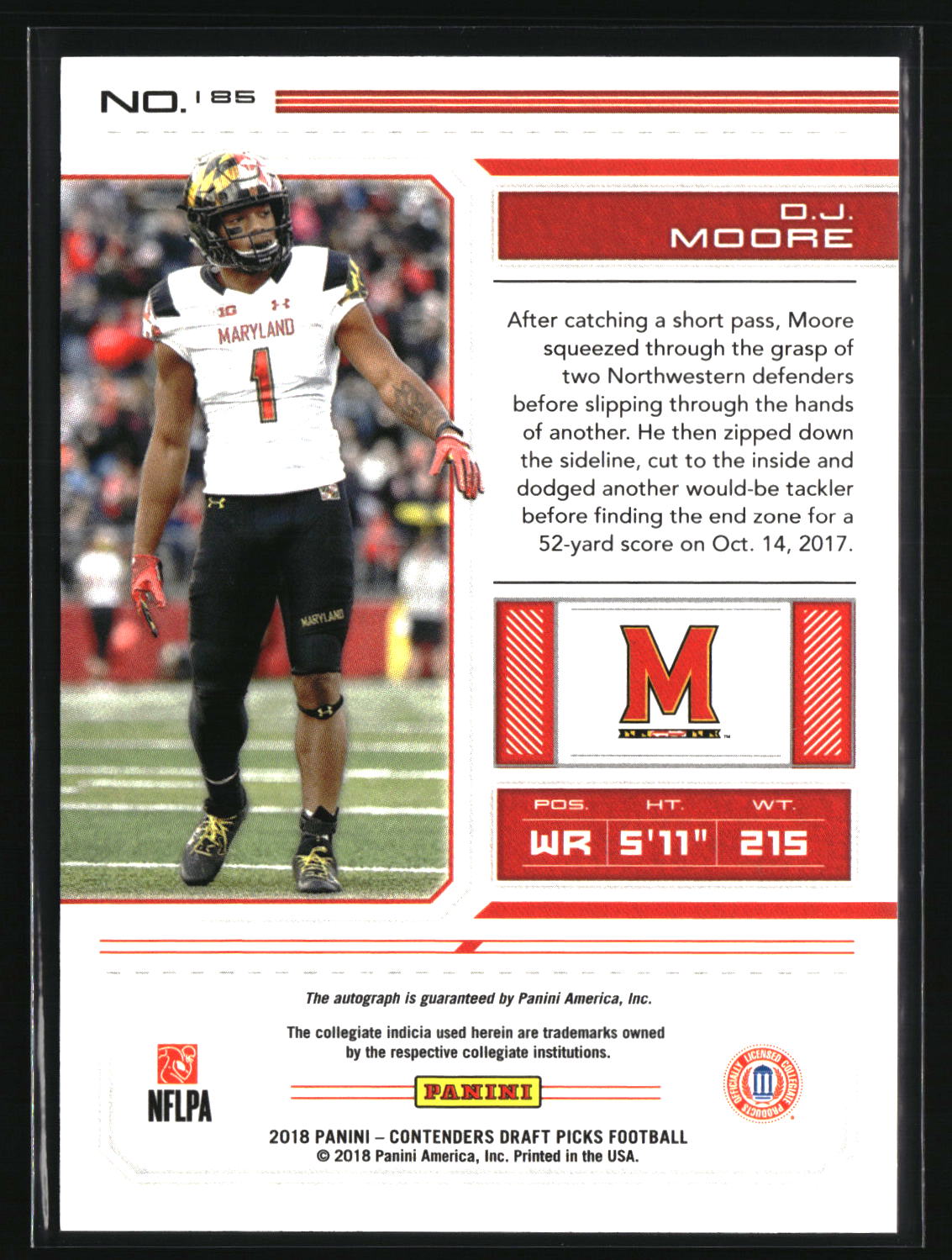 D.J. Moore 2018 Panini Contenders Draft Picks #185