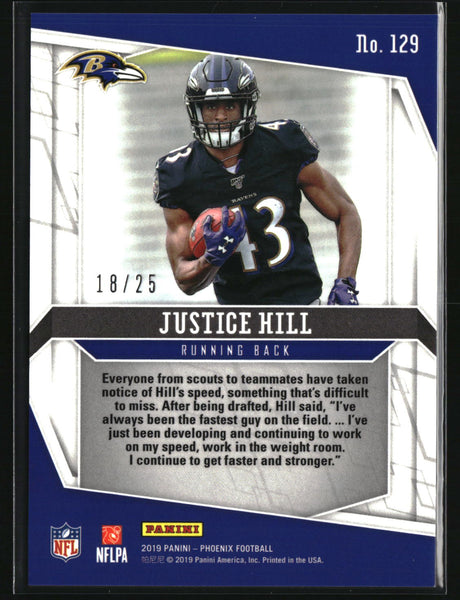Justice Hill 2019 Panini Phoenix Green #129 #/25