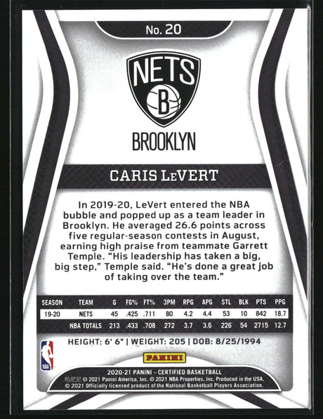 Caris LeVert 2020-21 Panini Certified Mirror Orange #20 #/99