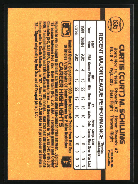 Curt Schilling 1989 Donruss #635