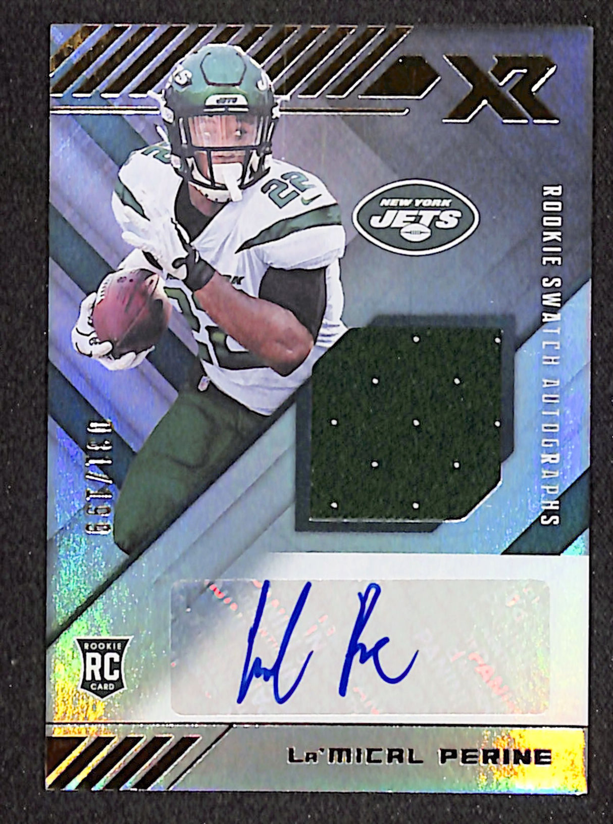 La'Mical Perine 2020 Panini XR Rookie Swatch Autographs #RSA-LP #/199