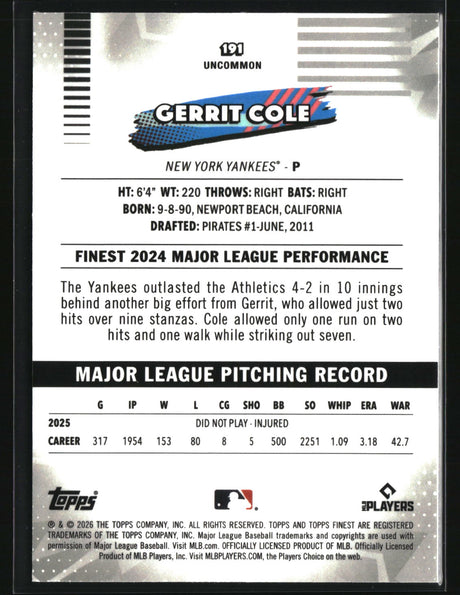 Gerrit Cole 2026 Finest #191