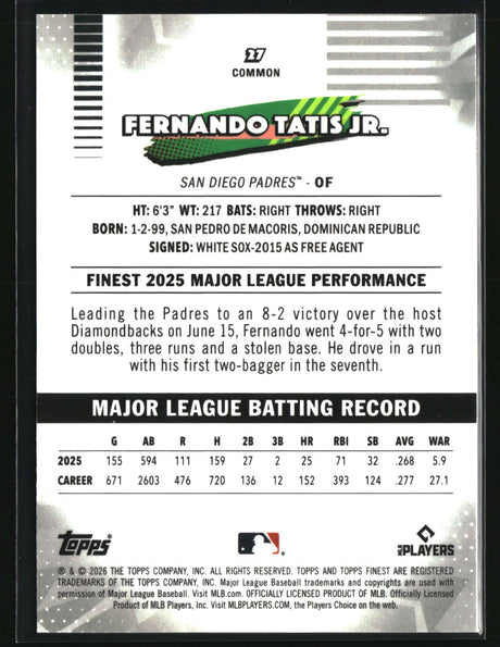 Fernando Tatis Jr 2026 Finest #27