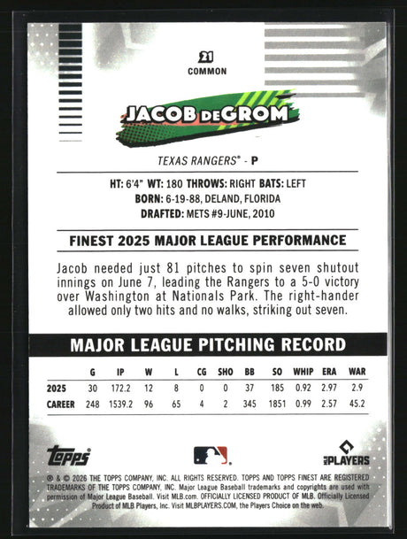 Jacob Degrom 2026 Finest #21