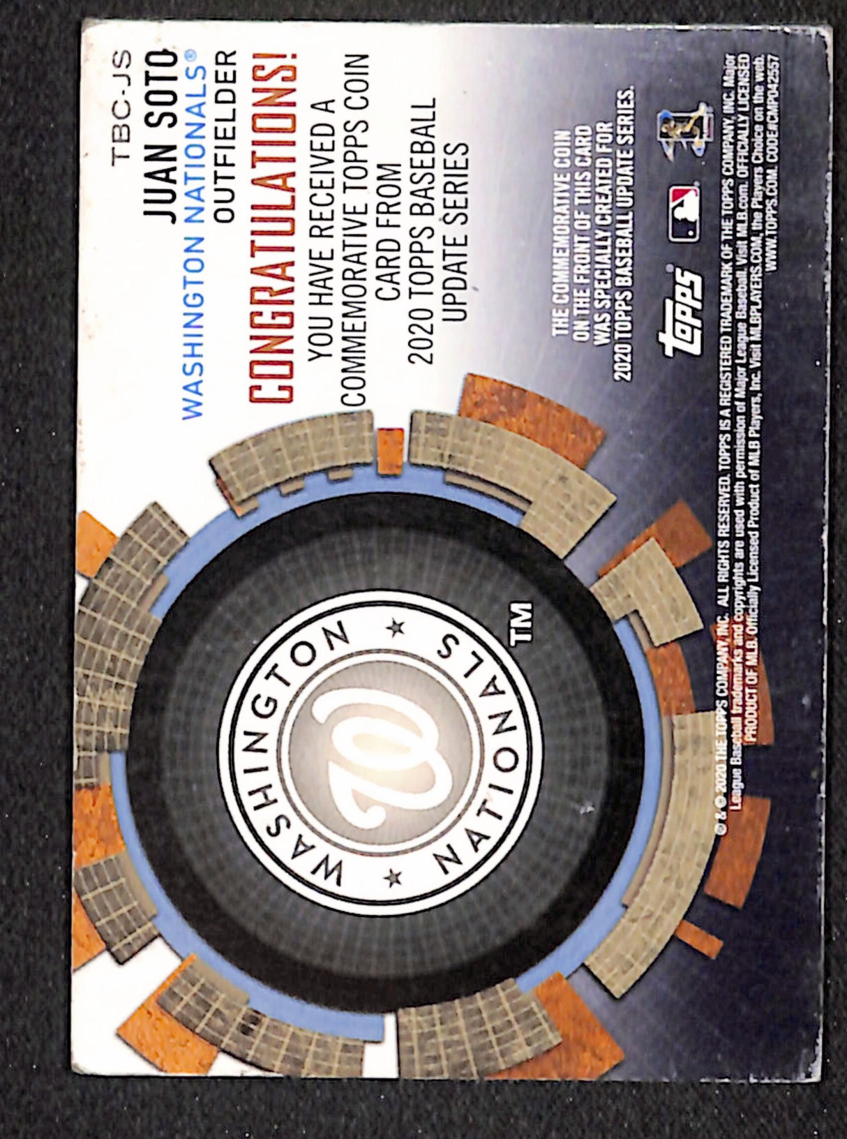 Juan Soto 2020 Topps Update Baseball Coin Cards #TBC-JS