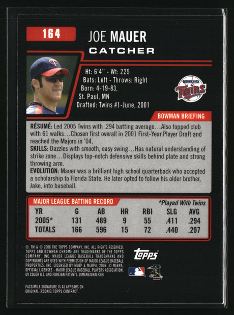 Joe Mauer 2006 Bowman Chrome #164