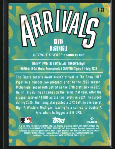 Kevin McGonigle 2026 Finest Arrivals #A-23