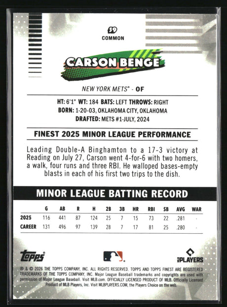 Carson Benge 2026 Finest #59