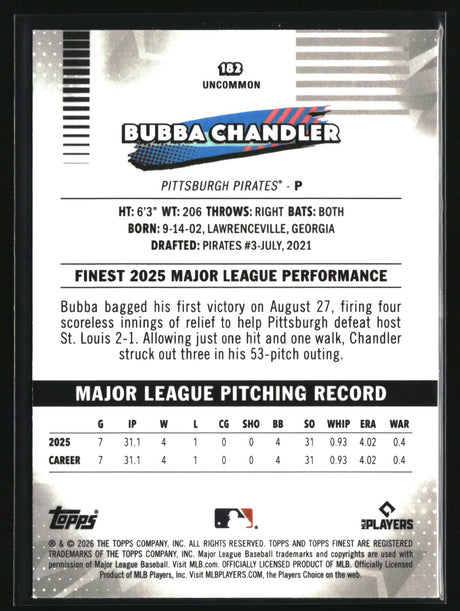 Bubba Chandler 2026 Finest #182