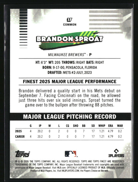 Brandon Sproat 2026 Finest #37