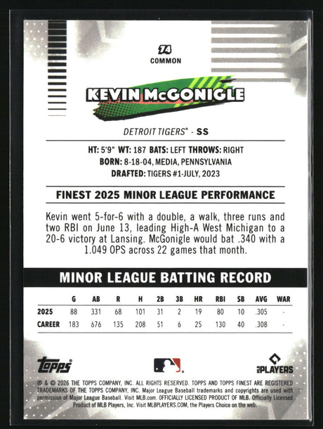 Kevin McGonigle 2026 Finest #74