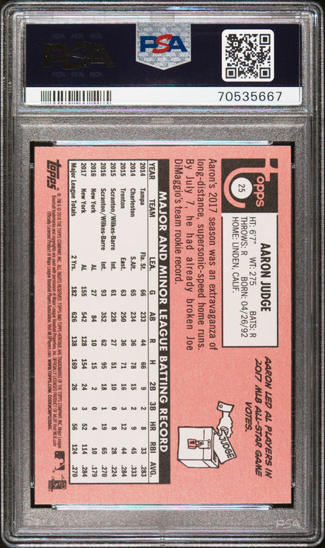 Aaron Judge 2018 Topps Heritage #25 PSA 10