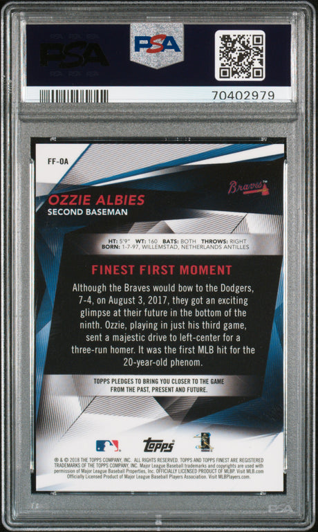 Ozzie Albies 2018 Finest Finest Firsts Gold #FF-OA #/50 PSA 9