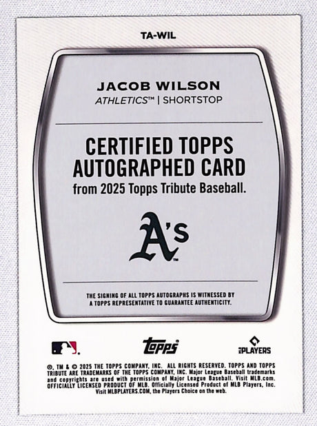 Jacob Wilson 2025 Topps Tribute Tribute Autographs Green #TA-WIL #/99