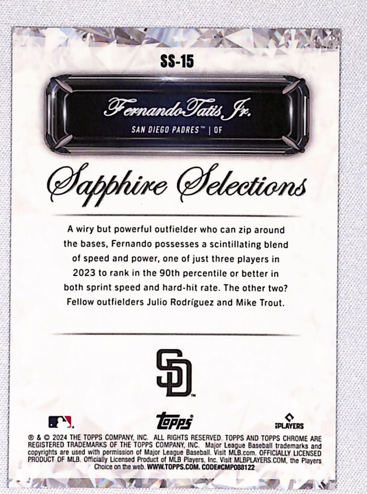 Fernando Tatis Jr. 2024 Topps Chrome Sapphire Edition Sapphire Selections #SS-15
