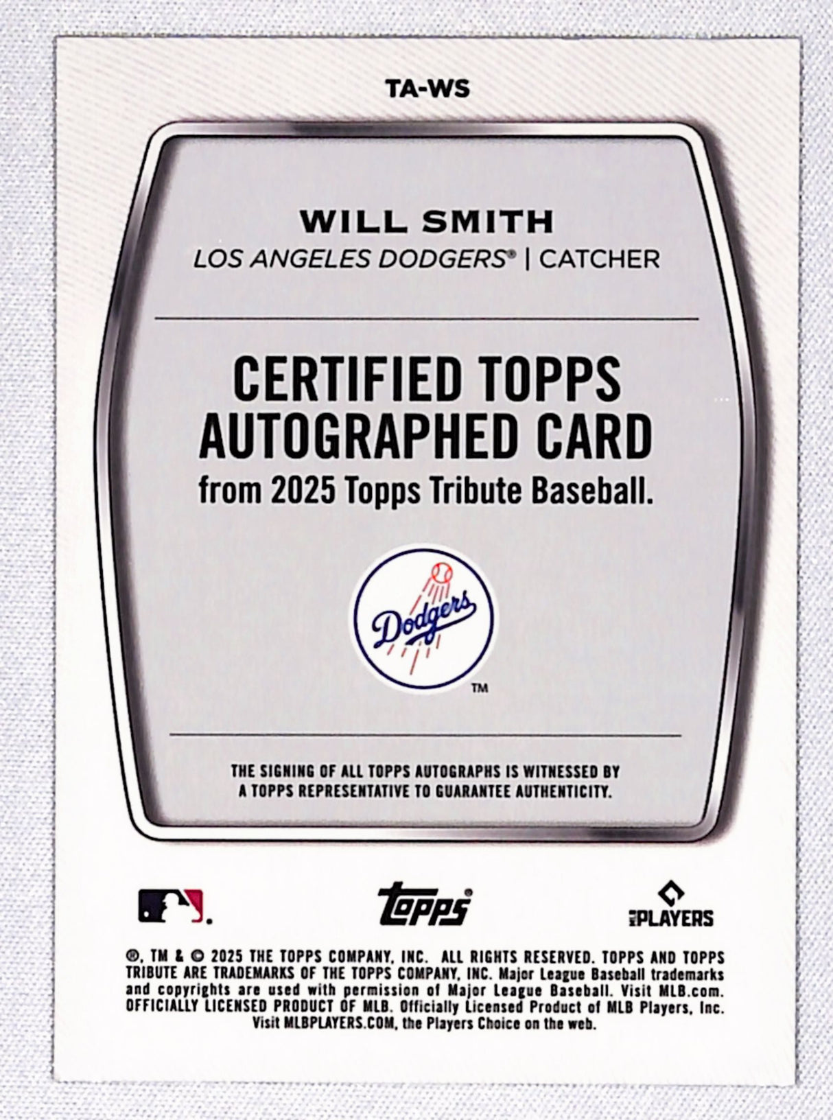 Will Smith 2025 Topps Tribute Tribute Autographs Orange #TA-WS #/25