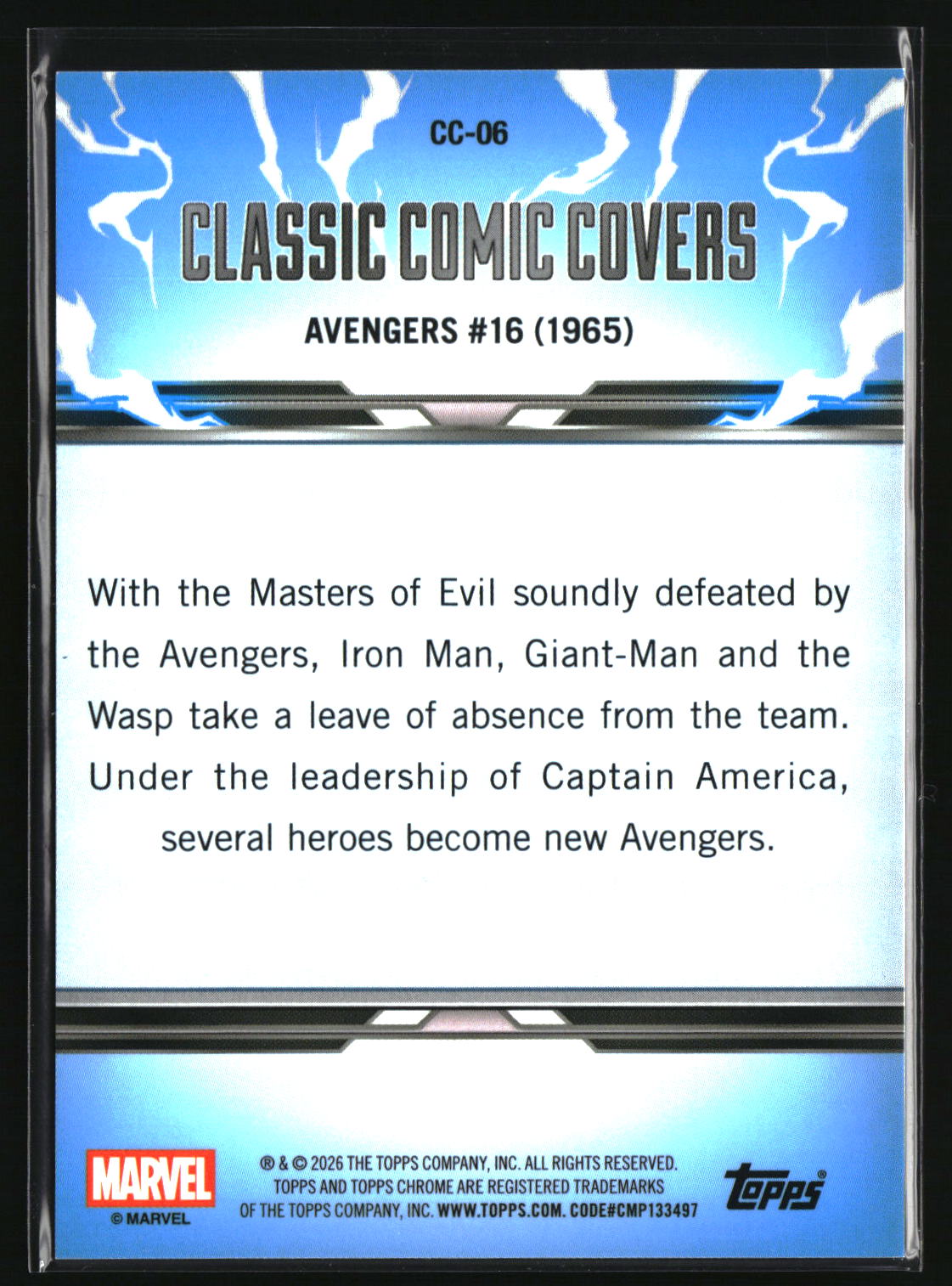 Avengers #16 2026 Topps Chrome Marvel Comics Classic Comic Book Covers #CC-06