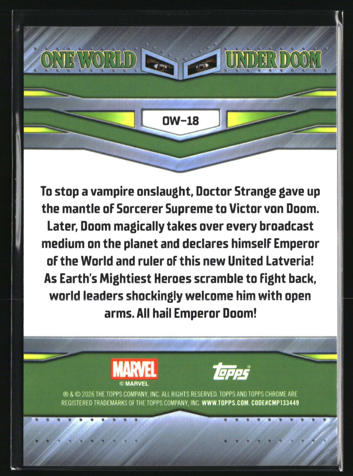 2026 Topps Chrome Marvel Comics One World Under Doom #OW-18