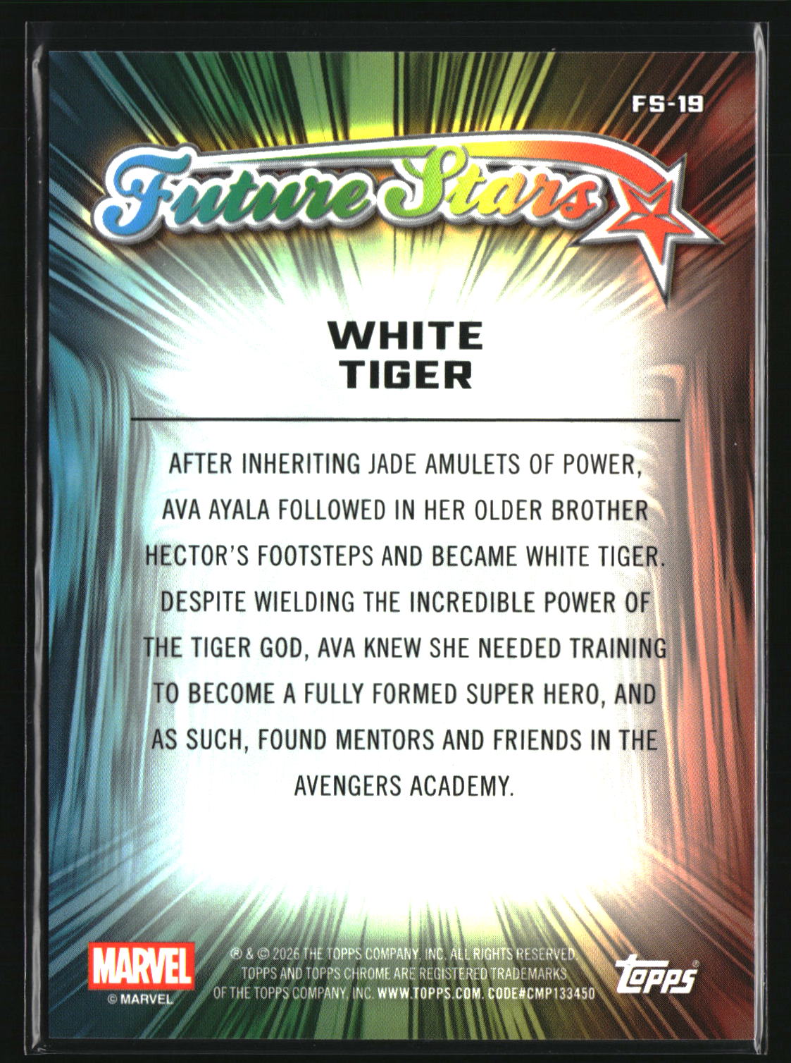White Tiger 2026 Topps Chrome Marvel Comics Future Stars #FS-19
