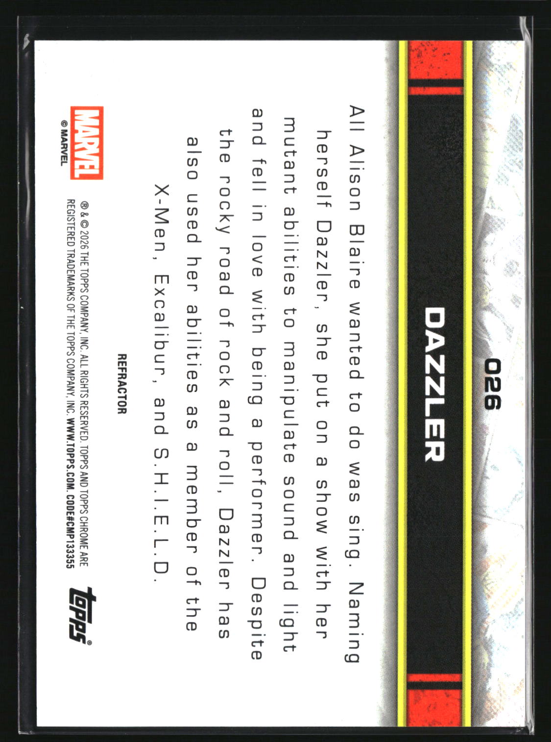 Dazzler 2026 Topps Chrome Marvel Comics Refractor #26