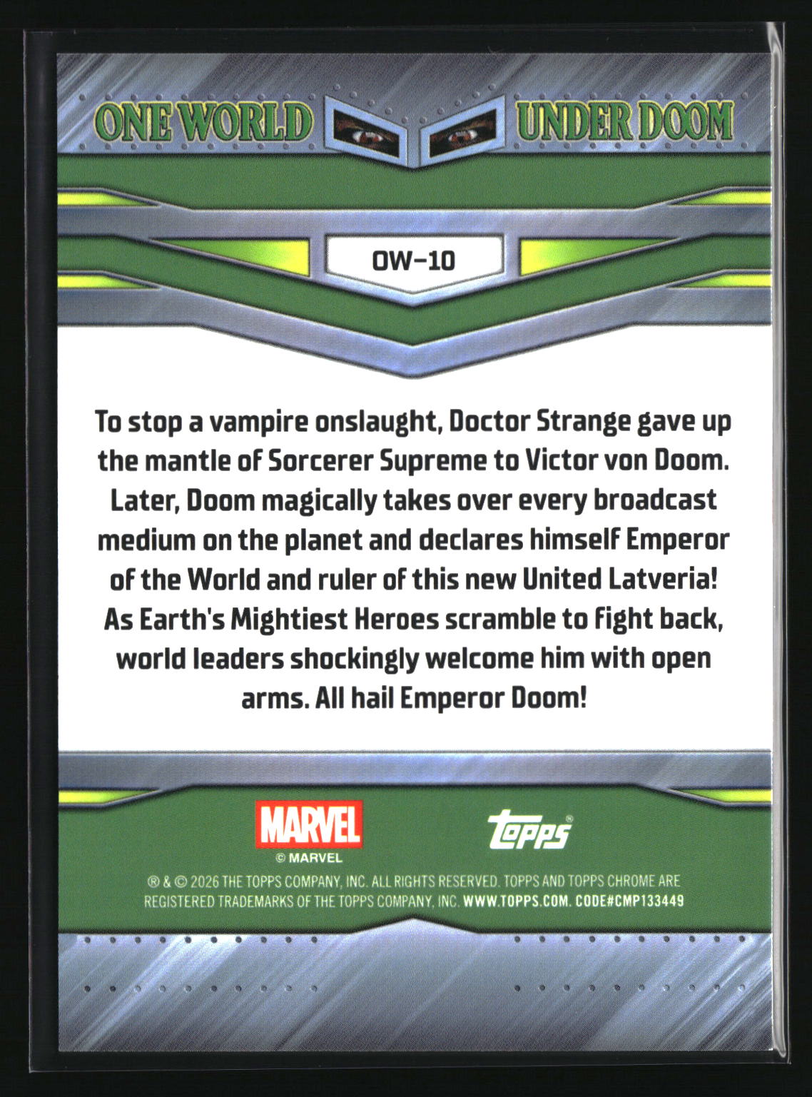 One World Under Doom #10 2026 Topps Chrome Marvel Comics #OW-10
