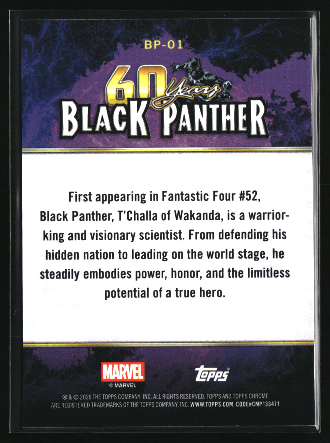 60 Years of Black Panther #1 2026 Topps Chrome Marvel Comics #BP-01