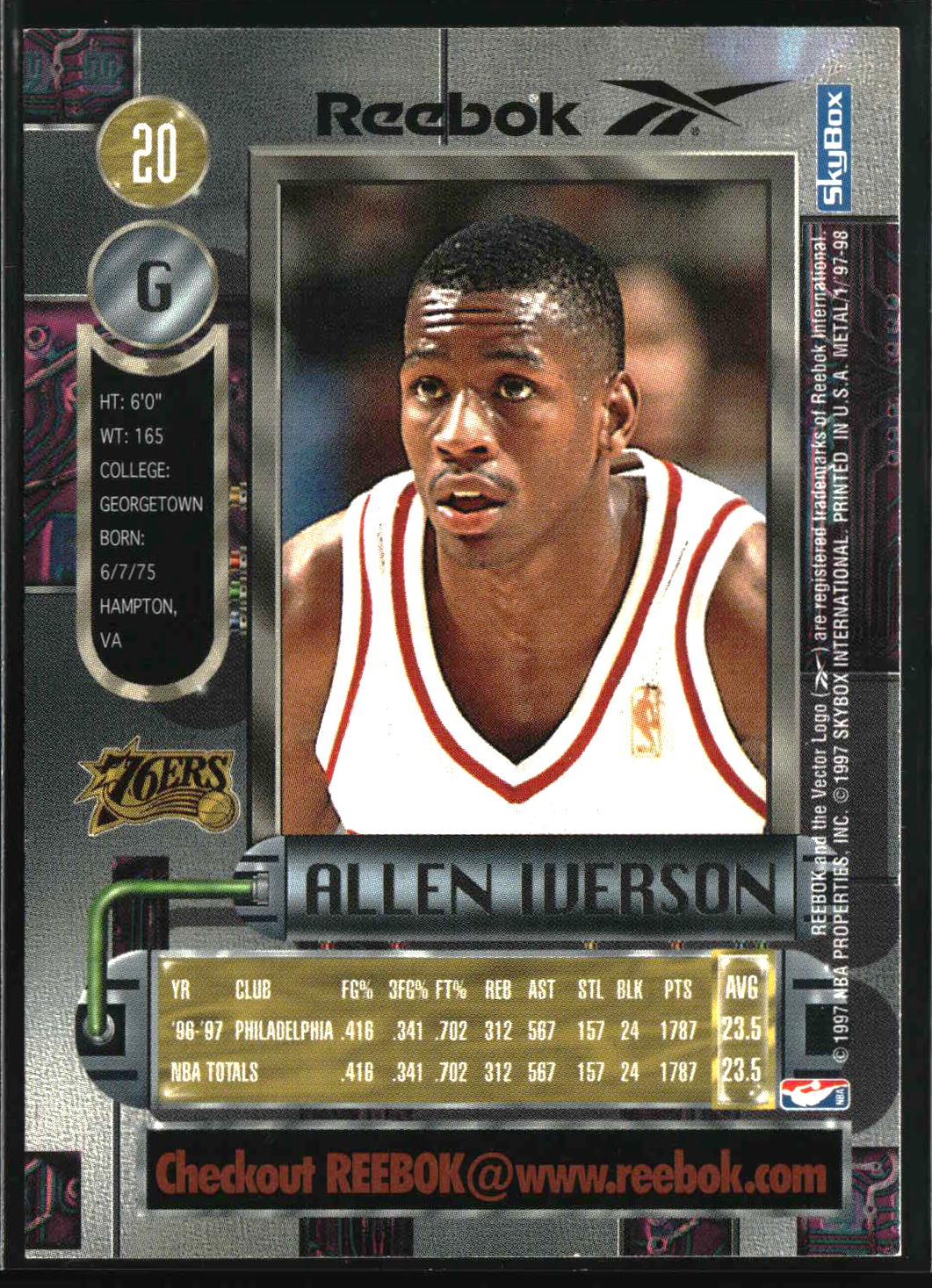 Allen Iverson 1997-98 Metal Universe Reebok Silver #20