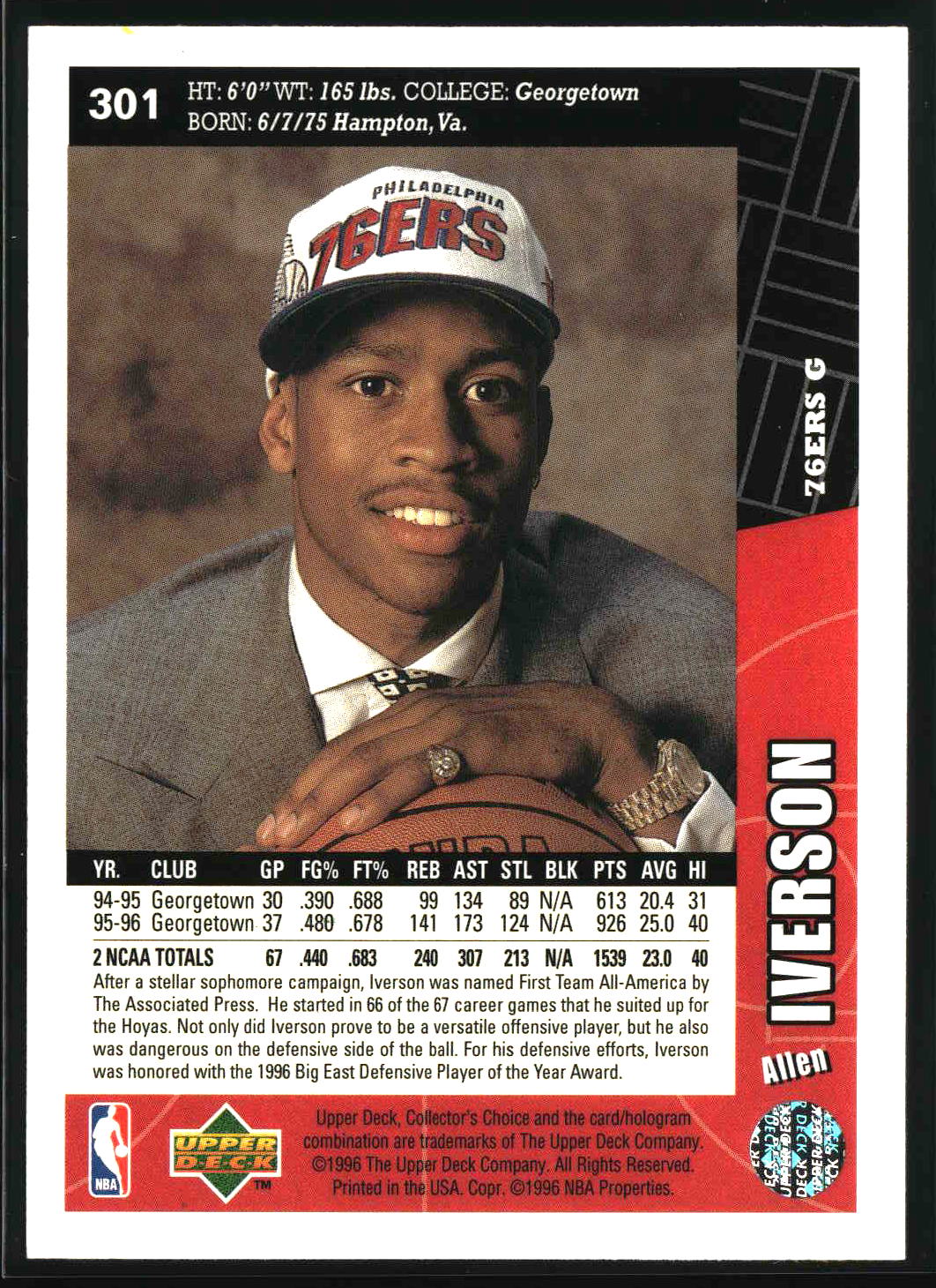 Allen Iverson 1996-97 Collector's Choice #301