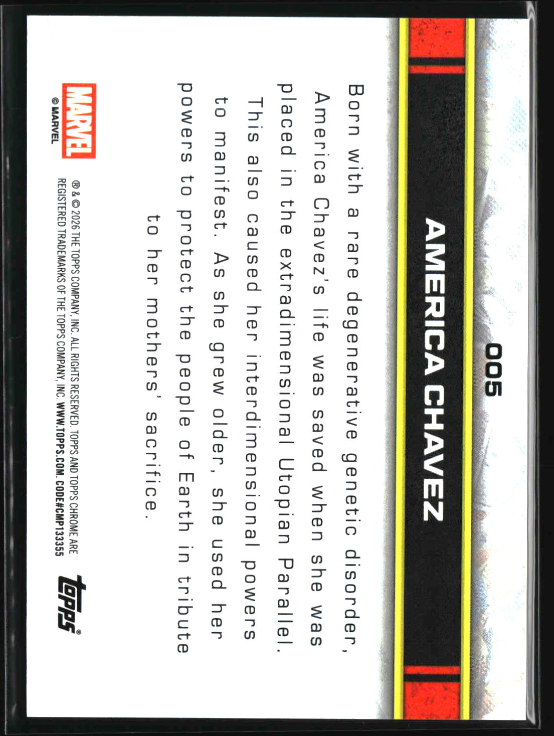 America Chavez 2026 Topps Chrome Marvel Comics #5