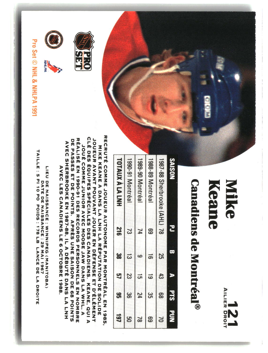 Mike Keane 1991-92 Pro Set French #121