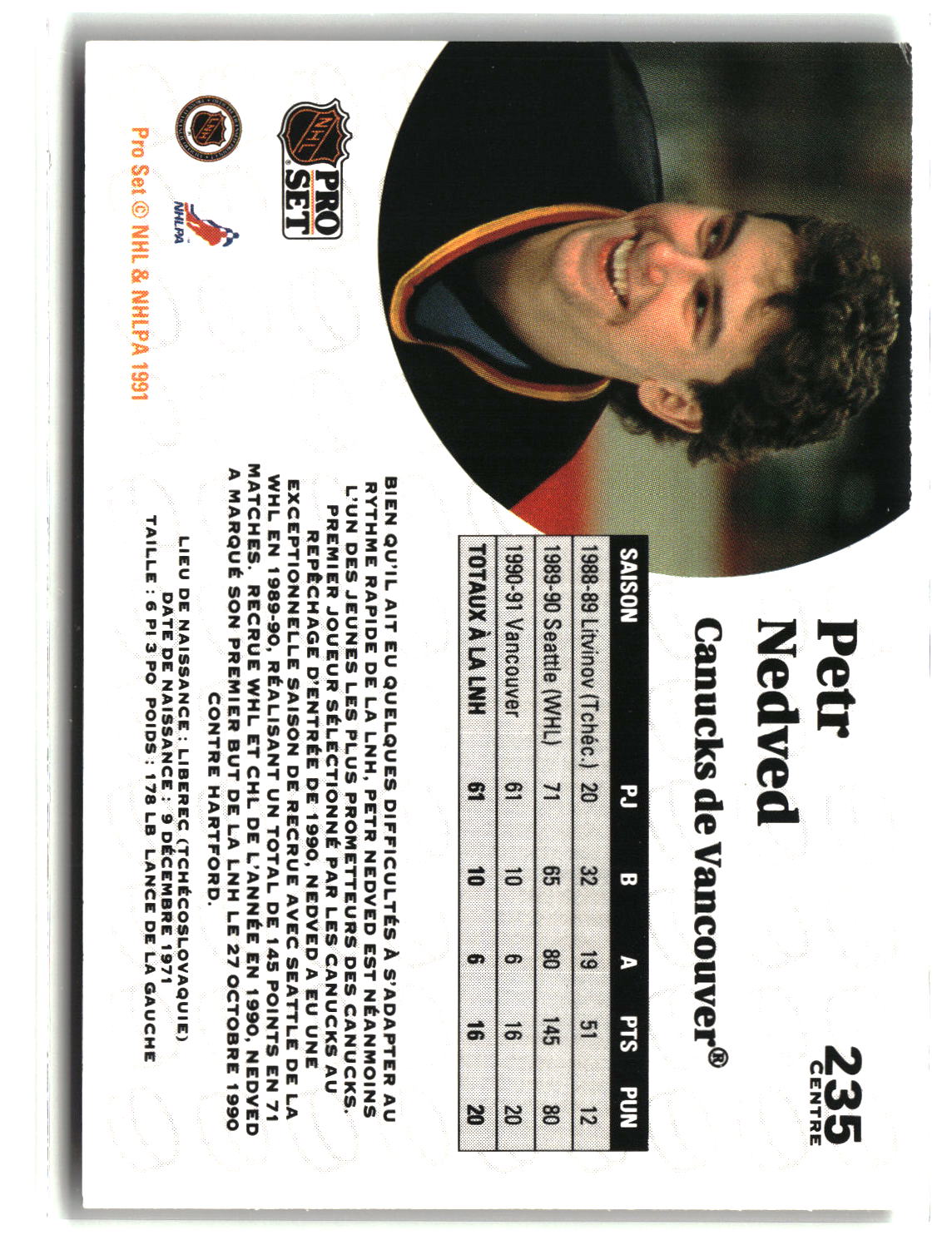 Petr Nedved 1991-92 Pro Set French #235